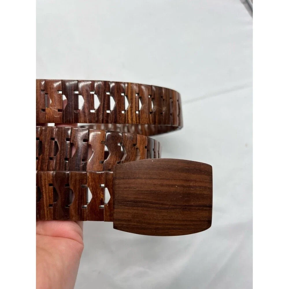 Vintage Dark Brown Wooden Link Belt